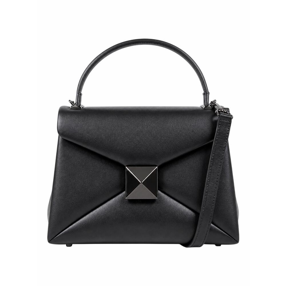 Valentino Garavani One Stud Small Top Handle Leather Flap Bag Black